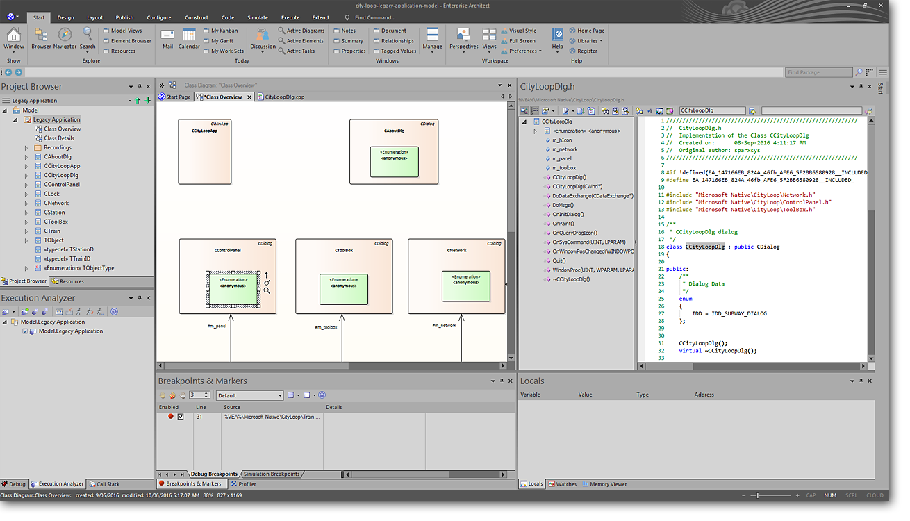 Enterprise Architect: Generation and Reverse Engineering of Source Code