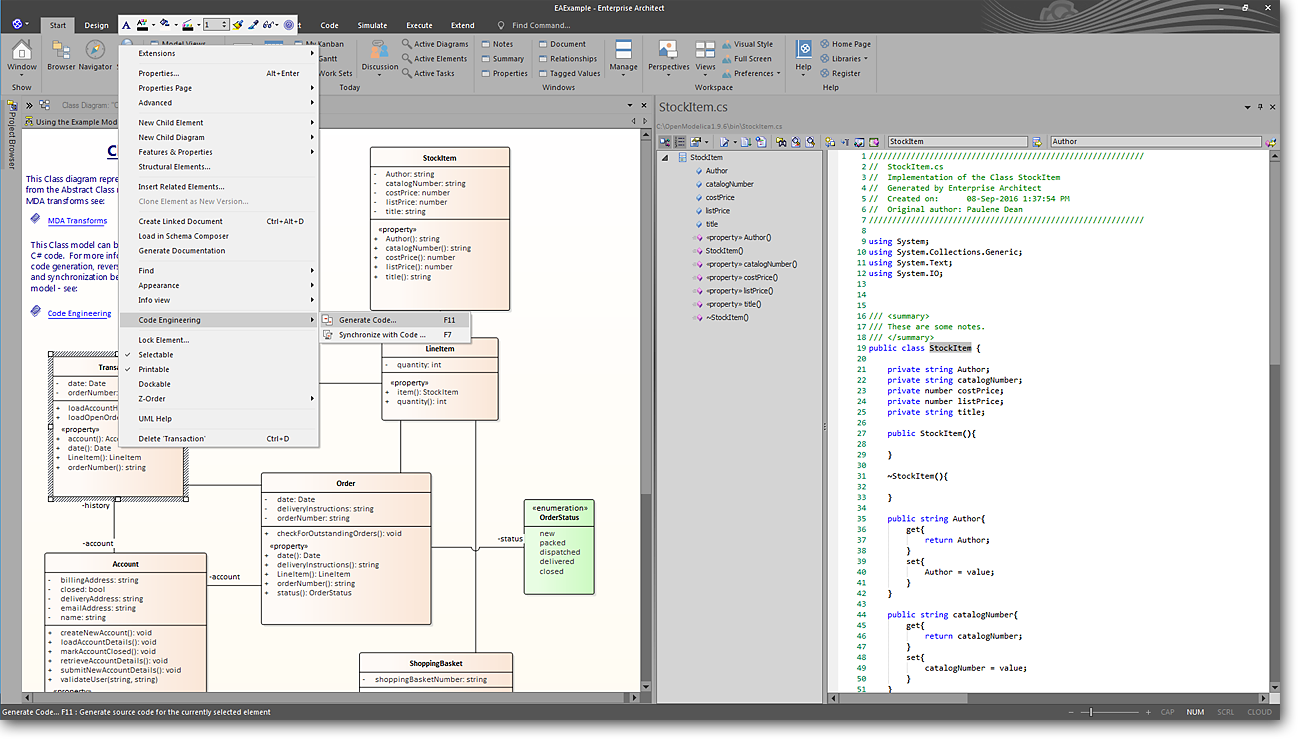 Enterprise Architect: Debugging, Compiling and Visualizing Executing Code