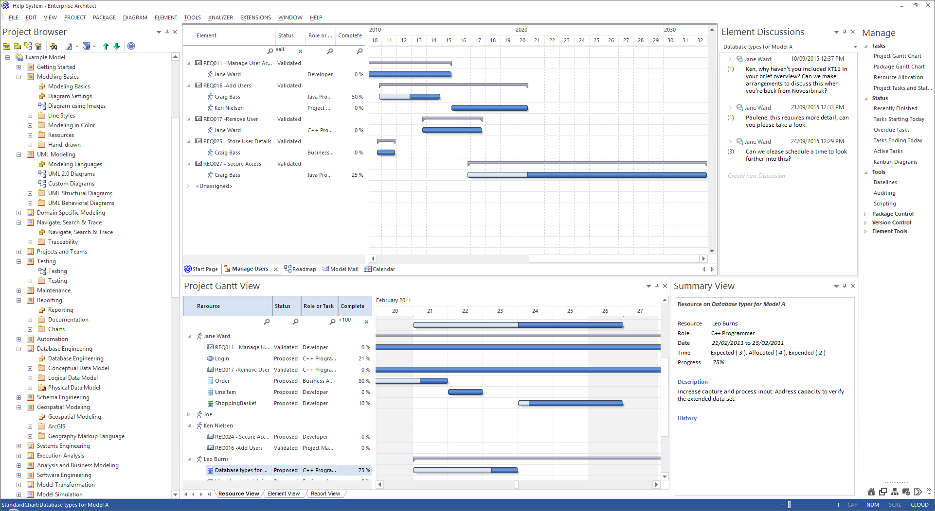 Enterprise Architect Ultimate Edition: Project Gantt View