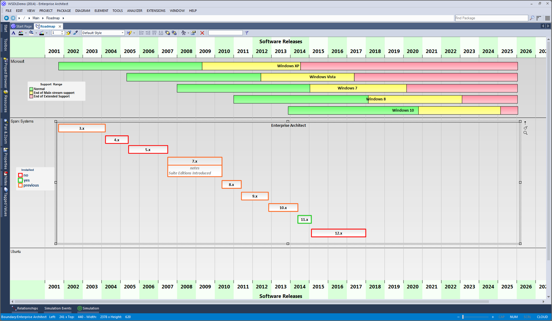 Enterprise Architect Professional Edition: Roadmap Diagrams